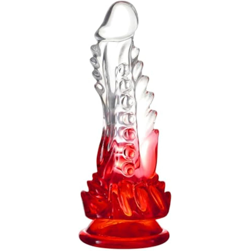 Dragon Dildo,7.8 Inch Realistic G-Spot Dildo Clear-Red Gradient Dildo With Barbs,Fantasy Dildo Adult Sex Toys For Women Men And Couples