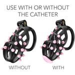 Chastity Device With Soft Spikes, Spiked Male Chastity Cage, Comfortable Nylon Resin Plastic Chastity Device, 3D Printed, 5 Sizes, Multiple Colors, Includes 5 Rings (Black, Small)