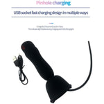 Silicone Urethral Sounds Dilator Male Vibrator Penis Training Multiple Vibrating Glans Trainer Stimulation Stretching For Men Sex Toy 16 Shock Orgasm Stimulation Usb Charge, Black