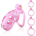 Chastity Cage Cock Cage, Male Chastity Device With 4 Sizes Of Rings, 3D Printed Lightweight Resin Male Chastity Cage Hidden Lock Penis Cage Bondage Gear & Accessories Abstinence And Exercise Pink
