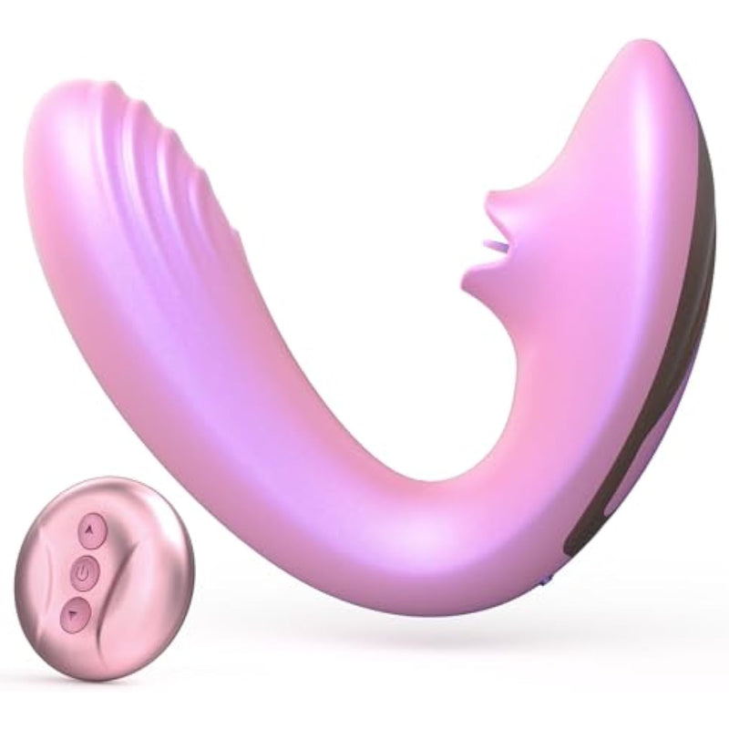 Clitoral Licking G Spot Vibrator, Remote Control Adult Toys For Women Couple Play, Vibrating Sex Toy For Double Stimulation With 7 Licking & 10 Vibration Patterns