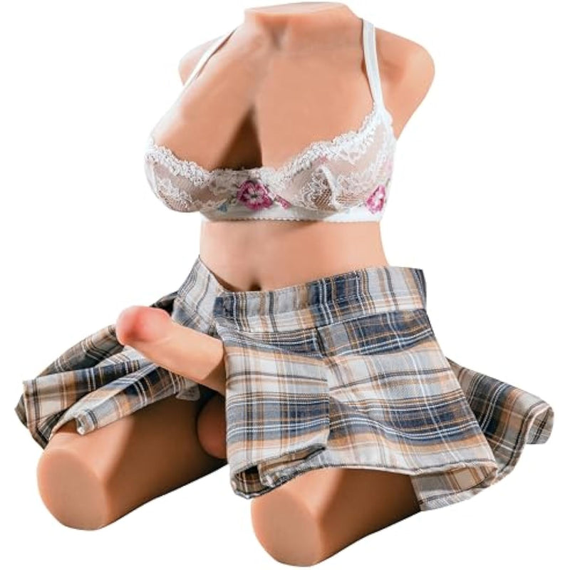 Shemale Sex Toy 21.2 Lbs Torso Sex Doll With 7.1 Inch Realistic Dildo And Soft Breasts Unisex Anal Sex Stroker Trans Dolls For Gay Couples Men Women Adult Toy For Masturbation