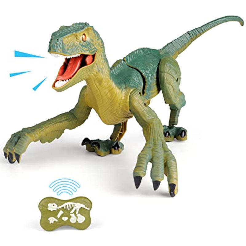 Remote Control Dinosaur Toys For Kids - Build A Big Walking Velociraptor Dino With Light And Sound, Birthday Gift Ideas For Boys And Girls 3-5 5-7 8-12 Year Old