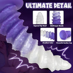 Huge Fantasy Tapered Dildo, 10 Inch Big Monster Silicone G Spot Anal Dildo, Thick Ribbed Purple Dildos with Powerful Suction Cup, Soft Textured Large Dragon Dildos Weird Alien Sex Toys for Men Women