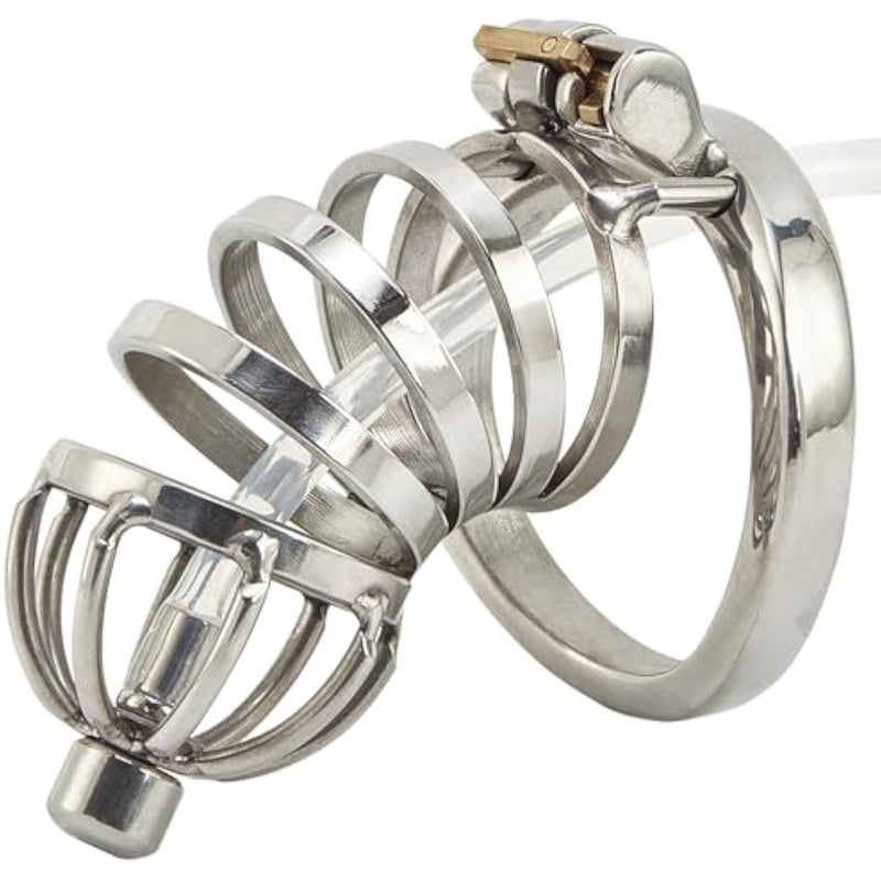Male Chastity Cage Device Stainless Steel Cock Cage With 1.97 Inch Size Ring & Invisible Lock, Penis Cage Sex Toys For Men Penis Exercise And Abstinence