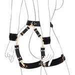 Sex Bondage Bdsm Kit Restraints Adult Sm 6Pcs Sets With Adjustable Handcuffs Ankle Cuff Thigh Cuffs Waist Strap Blindfold Cross Strap Sex Toys For Men Women And Couples, Black