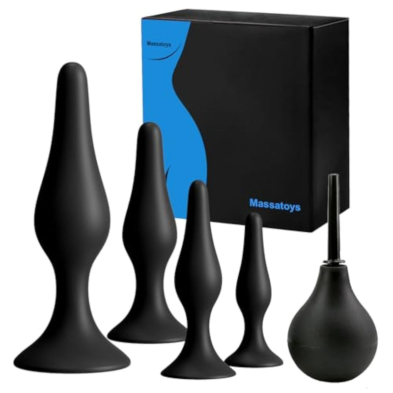 Anal Plug Adult Sex Toys, 5Pcs Anal Plug Silicone Trainer Adult Toys Butt Plug Set, Prostate Training Kit Couples Toys, Anal Dildo Kit For Women,Men And Couples(Black)