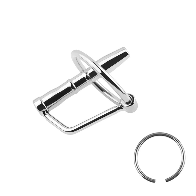 Hollow Metal Penis Plug For Men, Stainless Steel Urethral Sounds Penis Plug Male Urethral Dilator, Beaded Urethral Stimulation Masturbation With Cock Ring Sex Toy (1.69Inch/43Mm)
