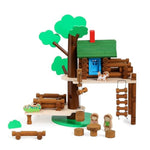 SainSmart Jr. 2-Tier Wooden Tree House Building Set – Educational Gift for Kids, Creative STEM Toy with Cabins and Interchangeable Leaves, STEM Retro Classic Toy Compatible with Lincoln Logs