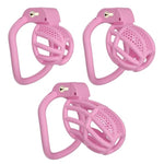 Honeycomb Hollow Chastity Cage With 4 Removable Curved Rings, Invisible Locking Cylinder Design, Cock Cage With 2 Keys Adult Cb Fetish Sex Toys & Games For Men Penis Bondage (Pink,L)