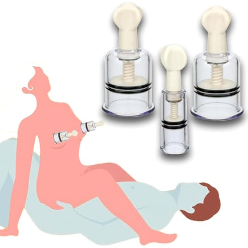3 Pcs Set Clit Nipple Twist Suckers, Adjustable Manual Vacuum Suction Cup For Couples Play More Sensitivity, Sm Sex Toys Flirt For Women Men Extreme Love (Diameter: 2 Pcs 1.5" + 1 Pcs 0.78")