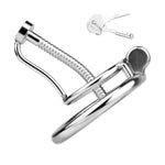 Male Chastity Device With Hidden Lock, Urethral Rod And Anti-Slip Ring, Hollow Design Chastity Cage, Stainless Steel Cock Cage For Men (50Mm)