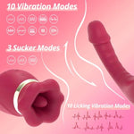 Thrusting Dildo G-Spot Vibrator Mouth Sucking Clitoral Vibrator With 3 Sucking 10 Tongue Licking And Vibration Modes Nipples Anal Stimulator Adult Sex Toys For Women Couples