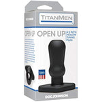Doc Johnson Titanmen - Open Up - 4.5 Inch Hollow Tunnel Anal Plug with 5.35 Inch Girth - Flared Safety Base - Matte Finish - Butt Plug - Black