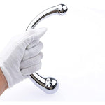 G-Spot Massage Double-Ended Dildo, Stimulate Fetish Anal Plug Dildo Metal Curved Dual Ended Masturbation Sex Toy For Couple, Small