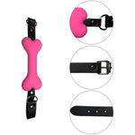 Silicone Dog Bone Mouth Gag With Leather Handcuffs Restraint Set Bdsm Open Mouth Gag Sex Toys Adjustable Strap Mouth Plug Dog Bones Gag Handcuffs For Women Men Couples Bondage Toys (Pink)