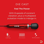 DOXY Die Cast Plug in Personal Wand Massager - Red Luxurious Adult Toys Couples Vibrator - Personal Vibrator - Body-Safe Sexual Pleasure Tools for Women - World's Most Powerful Deep Tissue Massager