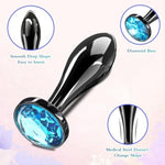 Sex Toys Anal Butt Plug, 3Pcs Adlut Toys Safety Metal Butt Plug Sexy Toy With Crystal Diamond Anal Toy For Men Women Anal Trainer Beginner (Blue)