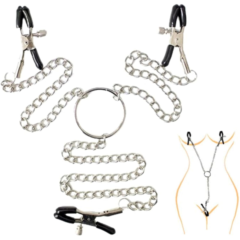 Adjustable Nipple Clamps, Entertainment Clip For Women Non-Piercing Nipplerings Clip, Nipple Clips & Clitoris Clamp Bdsm Adult Sex Toys & Games For Couples Gifts (A)