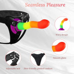 Strap On Dildo Harness Adult Sex Toys, Adjustable Leather Strapon Harness With 7.2" Rainbow Color Silicone Anal Dildo, Detachable Suction Cup Penis For Lesbian, Gay, And Couples Pegging Play