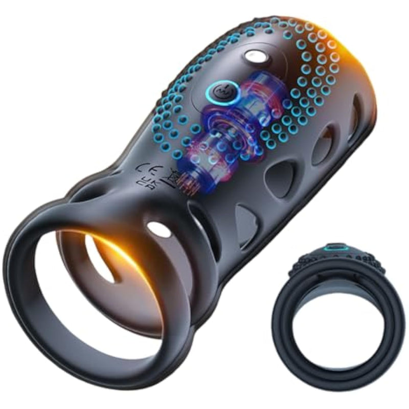 Vibrating Cock Ring Penis Sleeve, Male Sex Toy Vibrator Penis Ring,360 Wrapping Sex Toys For Men With 10 Vibration Modes With Cock Sleeve,Adult Toys For Men Couples