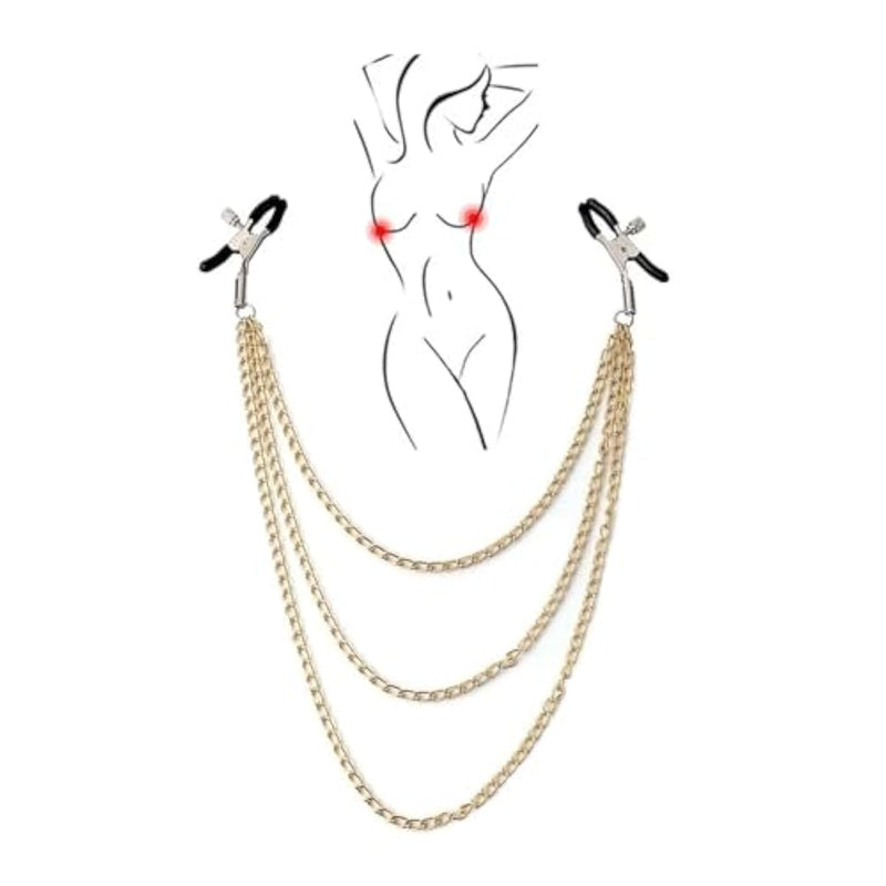 Bdsm Toys Nipple Clamps Adult Toys, 2Pcs Adjustable Nipple Clamp Toys Sex Machine, Non-Piercing Chain Stainless Steel Nipple Clips Breast Clamps Adult Sex Toys & Games For Couples