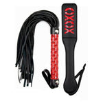 Black Flogger Whip 18" Adult Spanking Paddle 12" - Bdsm Sex Set - Flogger Spanking Sex Soft - Sex Paddles For Spanking - Adult Bdsm Flogger Paddle Set