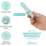 Flirty Vibrating Wand, Premium Silicone With Swarovski Crystal, Deep & Rumbly Powerbullet Vibrations, Rechargeable For Cordless Play (Teal)