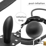 Inflatable Gag Silicone Dildo Mouth Gag Bondage Restraint Adjustable Strap On With Lock Open Mouth Plug Ball Bag Bondage Gags Mouth Sex Toys Slave Adult Bdsm Sex Games For Fetish Couples Unisex