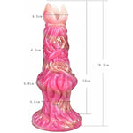 Medium Size Dragon Colorful Monster Silicone Dildo Anal Plug Soft Flexible Alien Style Knotty Fantasy (Rose-Red)