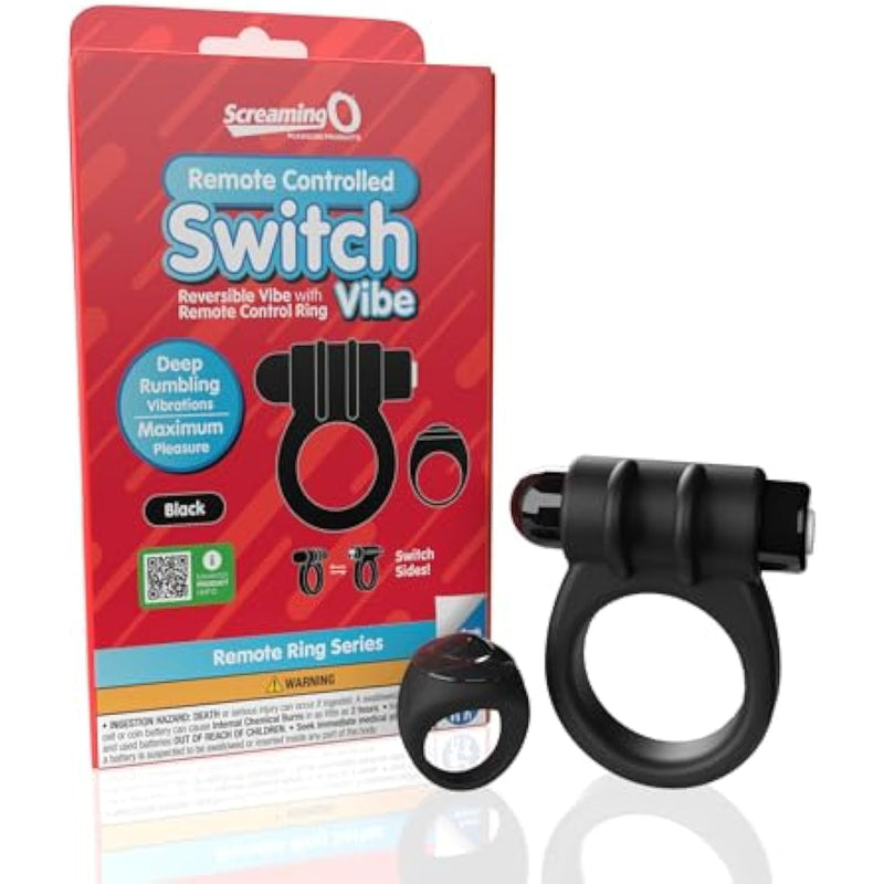 Remote Controlled Switch Vibrating Ring Vibrating Cock Ring - Deep Vibrations - Penis Rings - Couple Sex Toys - Dick Rings For Mutual Pleasure - Black