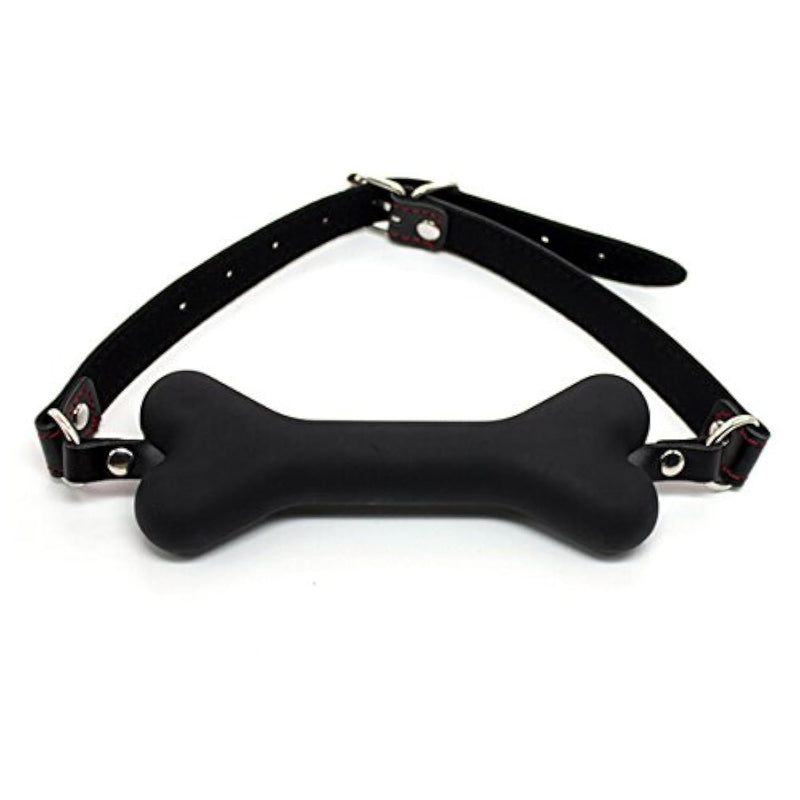 Silicone Bone Gag Bdsm Adult Sex Toy Dog Slave Play Game Toy (Black)
