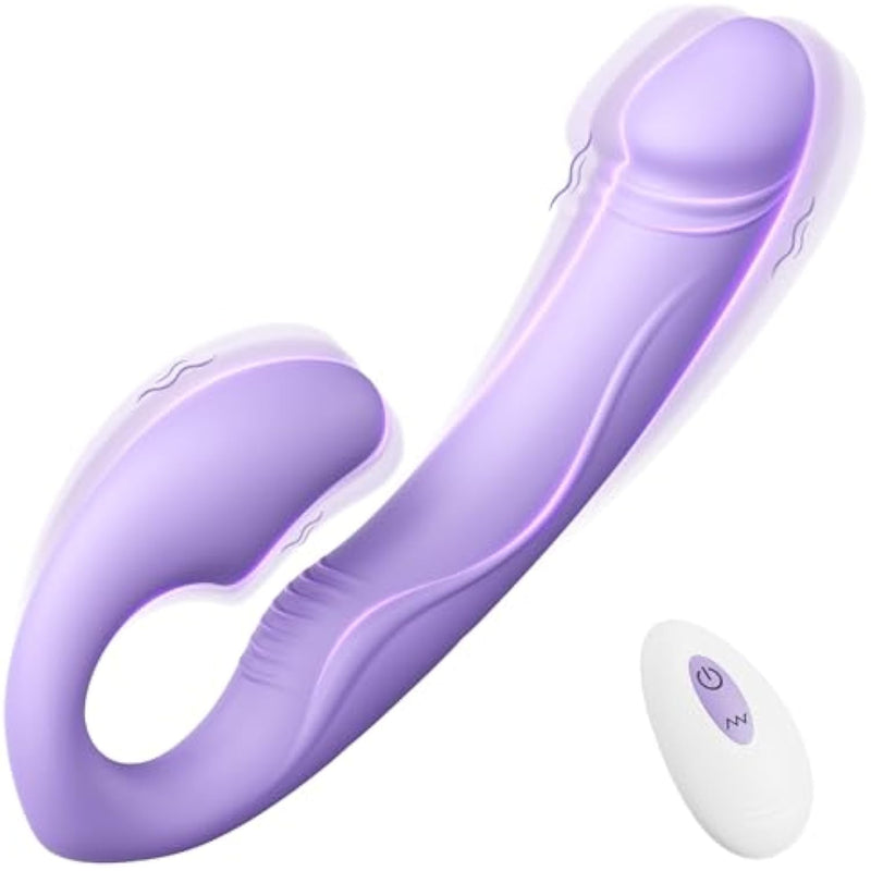 Strapless Strap-On Dildo Female Sex Toys, Velvety-Soft Double-Ended Anal Dildos, 10 Vibrations, Remote Control, Wearable G-Spot Vibrator Adult Toys For Women Lesbians & Couples
