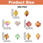 200PCS Mini Resin Leaves, Autumn Nail Art Charms for DIY Crafts and Miniature Scenes