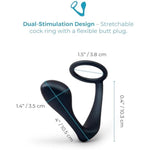 Ringer Sleek Tapered Cock Ring And Butt Plug - Silicone Anal Plug For A-Spot, G-Spot, And P-Spot Stimulation, Anal Toys For Adults (Ringer, Black)