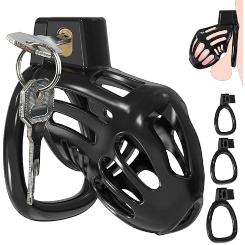 Male Chastity Cage Sex Toys - Lightweight Cock Cage With 3 Sizes Rings, Bdsm Chastity Device Adult Sex Toys & Games For Men Penis Erection Control, Sex Novelties Bondage Gear & Accessories