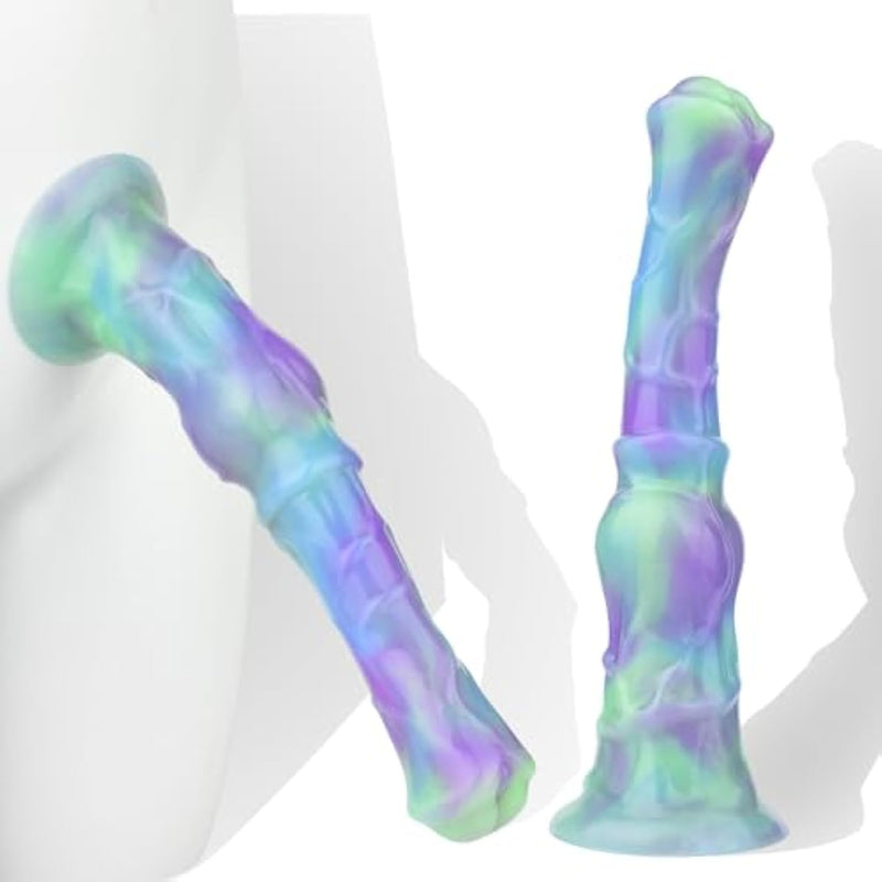Knot Horse Dildo 9.8 Inch Soft Colorful Silicone Fantasy Dildo Suction Cup Xl G Spot Thick Realistic Animal Fake Penis Dildos Large Anal Play Butt Plug Women Couple Gay Adult Sex Toys & Games (B)