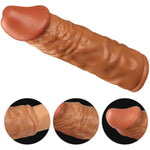 Penis Sleeve Liquid Silicone Realistic Penis Extender Delayed Ejaculation Cock Sleeve Reusable Penis Enlarger Sleeve Condoms Adult Sex Toy For Men