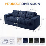 3 Seater Couch For Living Room, Boneless Couch With Tufted Cushion & Backrest, Upholstered Floor Sofa, Sofa In A Box, Navy