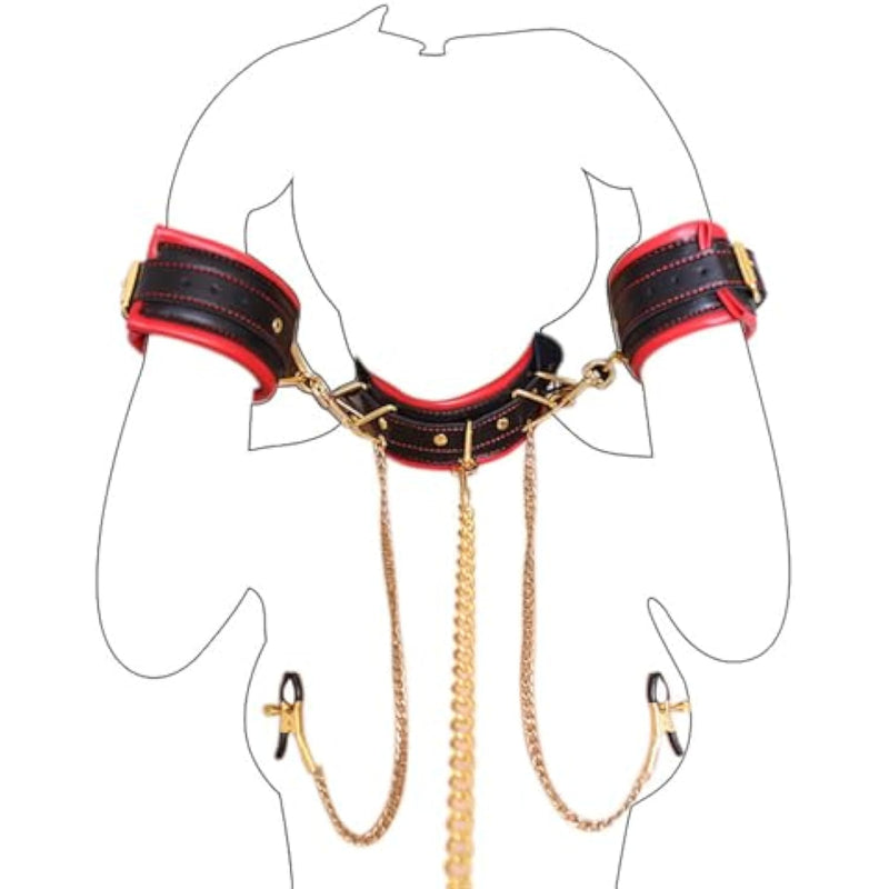 Bdsm Bondage Sex Set Couples Sex Toys, Neck Restraints Kit With Traction Chain, Handcuffs, Nipple Clamp, Nipple, Bdsms Toy Hard, Sex Toy For Women (4-In-1)