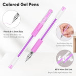 Gel Pens for Coloring Books, 36 Vibrant Colors Glitter Pens with 40% More Ink