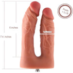 6.5" Double Penetrator Silicone Dildo For Premium For Sex Machine With Kliclok System, 5.5" Insertable Length, Vaginal And Anal Pleasure Toy - Amazing Series