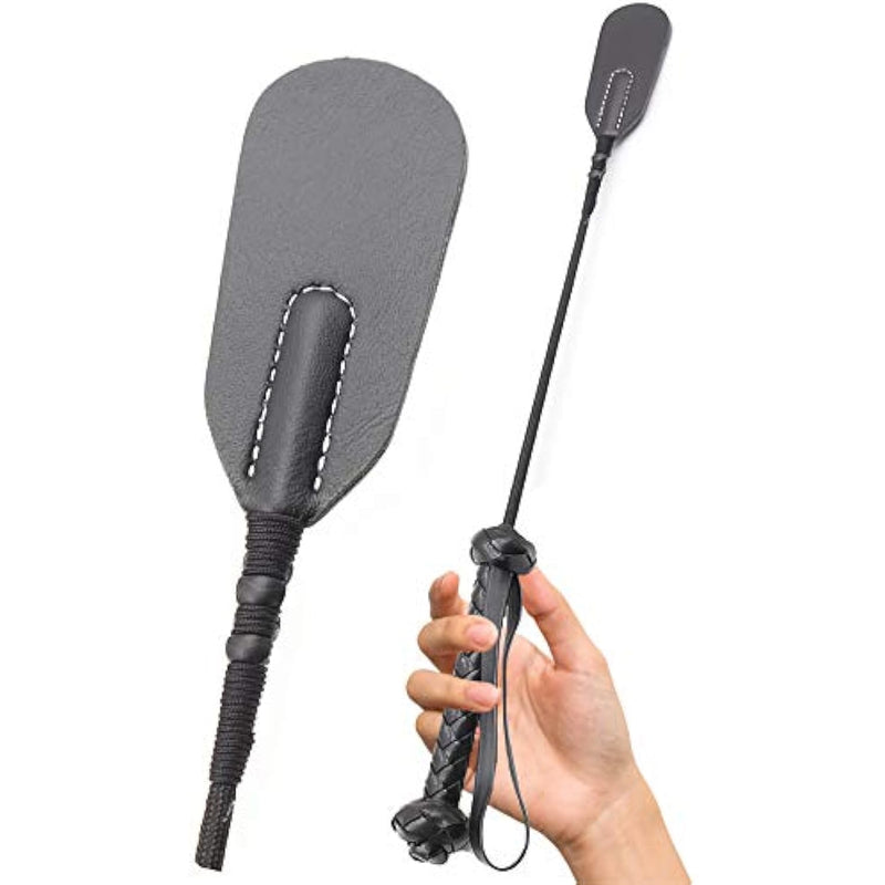 Spanking Crop For Sex Play Bdsm Adult Small Leather Paddle Spank Fetish Toys 18''