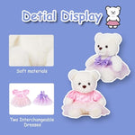 Teddy Bear Stuffed Animal Plush Toy With 2 Dresses,15.5" Cuddly Gift For Babies, Girls On Christmas Or Valentine'S Day