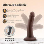 Blush Dr. Skin Plus 5.5" Realistic Mini Posable Dildo, Sensa Feel Lifelike Cock - Suction Cup, Strap-On, X5 Plus Tpe, G-Spot, P-Spot, Pegging Play - Adult Sex Toy For Women, Men & Couple - (Chocolate)