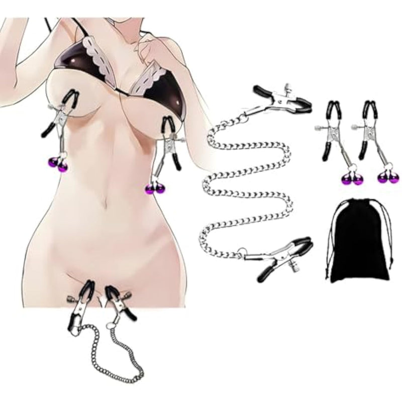 Sex Bondage Bdsm Bondaged Restraints Set, Sex Toys With Nipple Clamp Clitoris Clip, Nipple Stimulation Adults Sm Games Sexual Pleasure Tools For Women Couples