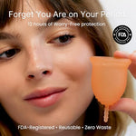Sensitive Menstrual Cup - Ultra-Soft Reusable Period Cup, Large, Coral