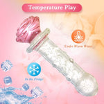 Glass Dildo Glass Butt Plug - Crystal Glass Wand Dildo Penis With Stimulating Beads, 6.18 Inch Anal Plugs Glow In The Dark Rose Sex Toy, Prostate Massager Adult Sex Toys For Men Women Lesbian Couples