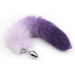 Purple-White Tail Anal Plug Sexual Set, Sex Toy Of Butt Plug With Tail For Cosplay (Purple Tail, Small)