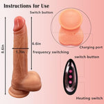Realistic Dildo Hands-Free Pleasure With Its Strong Suction Base, Flexible Design Vibrator, Quiet Electric Operation,Waterproof And Magnetic Fast Charging, Skin Colour